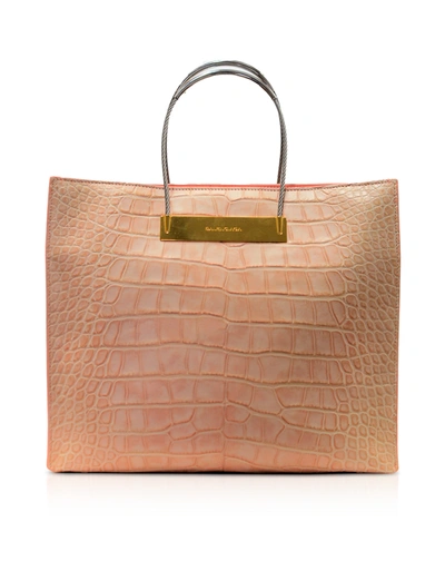 Balenciaga Handbags Powder Pink Alligator Leather Medium Tote In Rose