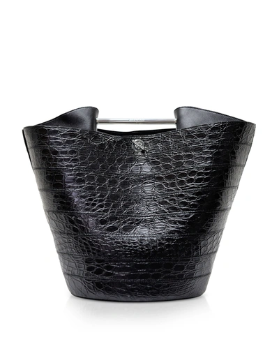Balenciaga Handbags Black Crocodile And Leather Maxi Bucket Bag In Noir