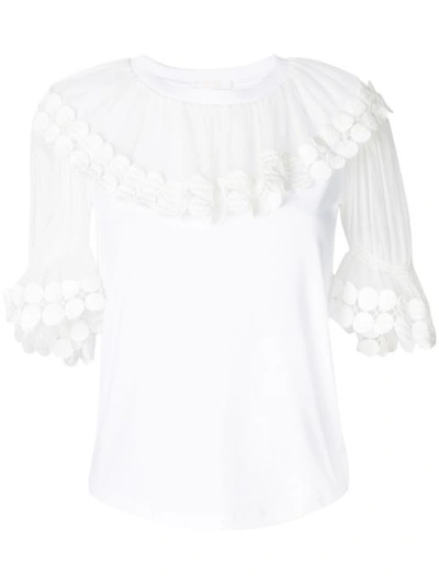 Chloé Chloe Sheer Yoke Top In White