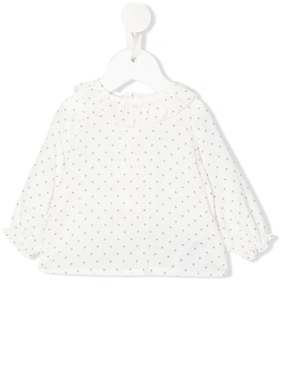 Paz Rodriguez Babies' Star-print Gathered-cuff Blouse In Weiss