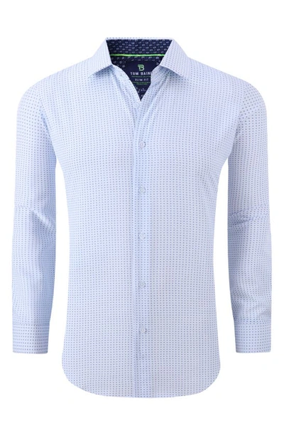 Tom Baine Performance Dotted Slim Fit Button-up Shirt In Blue