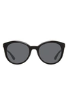 Eddie Bauer 54mm Round Polarized Sunglasses In Black/ Gray
