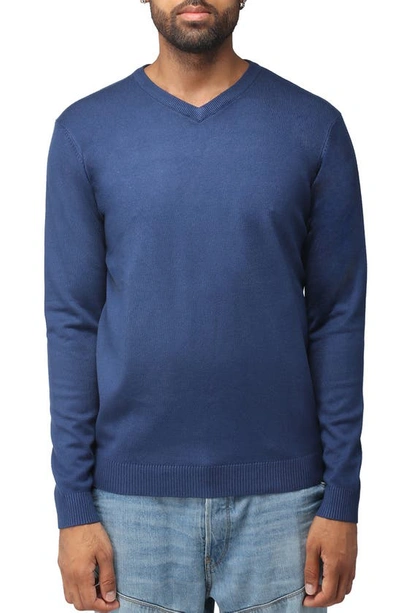 X-ray V-neck Rib Knit Sweater In Ink Blue