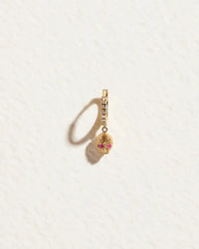 Piercing Pave Memento Mori Huggie In Yellow Gold