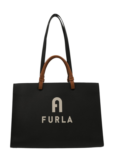 Furla Varsity Style Large Tote Bag In Black