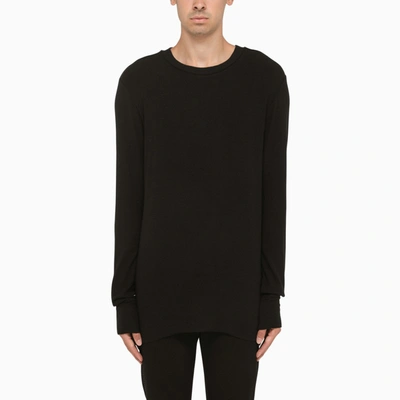 Thom Krom Black Cotton Oversized Crew Neck Sweatshirt