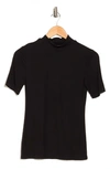 Bcbgmaxazria Ribbed Mock Neck T-shirt In Black