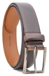 Made In Italy Soft Pebble Grain Leather Belt In Brown