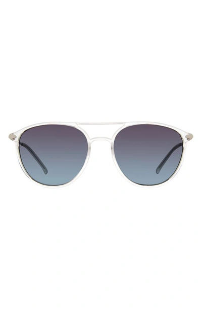 Eddie Bauer 54mm Brow Bar Round Sunglasses In Clear/ Gray-blue