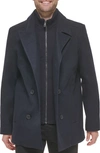 Kenneth Cole New York Classic Wool Peacoat In Navy