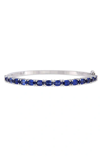 Delmar Sterling Silver Lab Created Sapphire Bangle Bracelet In Blue