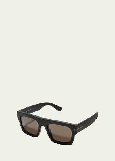 Tom Ford Fausto Square Plastic Sunglasses In Matte Black