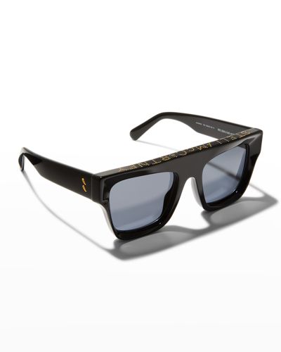 Stella Mccartney Square Bio-acetate & Metal Sunglasses In Shiny Black