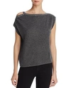 Minnie Rose Studded Cold-shoulder Cashmere Sweater In Charcoal