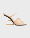Fendi 95mm Leather Metallic-heel Slide Sandals In Blush