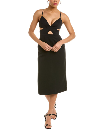 Zac Posen Deep V-neck Cutout Midi Dress In Black