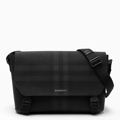 Burberry Black Coated Canvas Messenger Bag In Grey