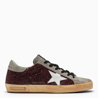 Golden Goose Glittered Leather Super-star Low-top Trainers In Purple