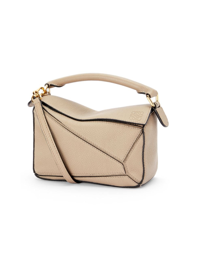 Loewe Mini Leather Puzzle Top-handle Bag In Sand