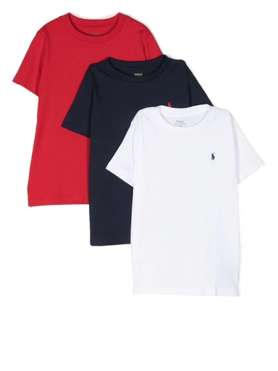 Ralph Lauren Kids' Embroidered-logo Cotton T-shirt (pack Of 3) In Multicolor