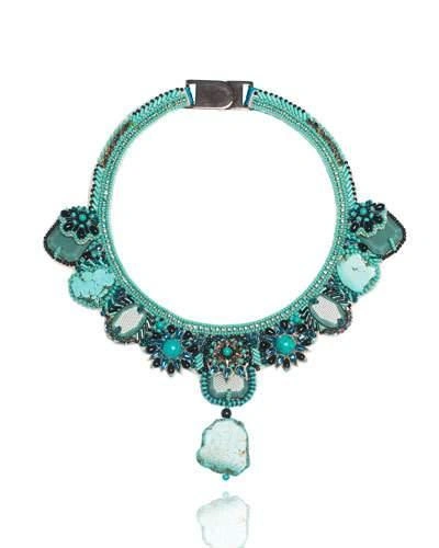 Ranjana Khan Beaded Turquoise Statement Necklace
