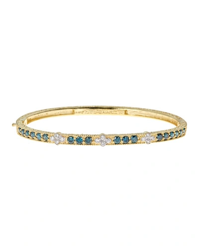 Tanya Farah Modern Etruscan Blue & White Diamond Bangle Bracelet