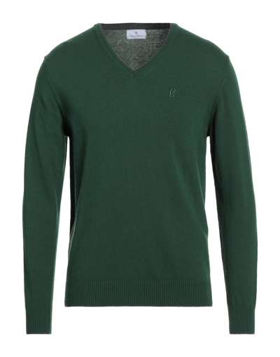 Conte Of Florence V-neck Solid Color Sweater In Green