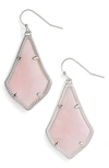 Kendra Scott Alex Drop Earrings In Rose Quartz/ Silver