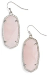 Kendra Scott Signature Elle Drop Earrings In Rose Quartz/ Silver
