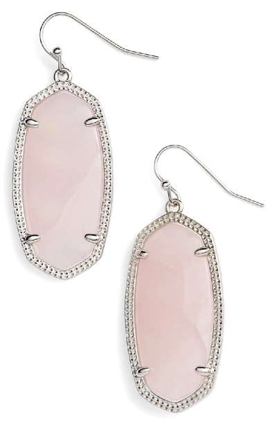 Kendra Scott Signature Elle Drop Earrings In Rose Quartz/ Silver