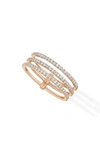 Messika 3-row Diamond Ring In Rose Gold