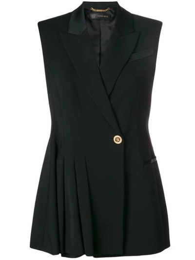 Versace Pleated Vest In Black