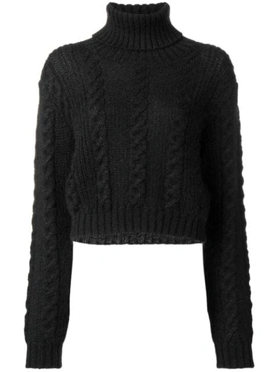 Versace Cable Knit Top In Black