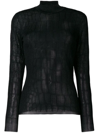 Versace Knit Long Sleeve Top In Black