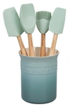 Le Creuset 5-piece Utensil & Stoneware Crock Set In Sea Salt