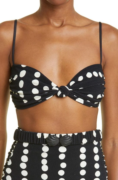 Johanna Ortiz Somba Polka Dot Terry Bikini Top In Kuba Black Ecru