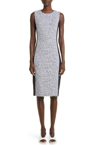 St John Mixed Media Dress In Navy/ Ecru