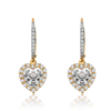 Genevive Sterling Silver Gold Plated Cubic Zirconia Pear Heart Pave Halo Drop Dangle Earrings