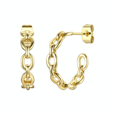 Rachel Glauber 14k Gold Plated Modern Chain Link C-hoop Earrings