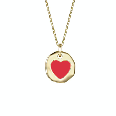 Rachel Glauber Rg Children's 14k Gold Plated With Red Heart Enamel Medallion Pendant Necklace
