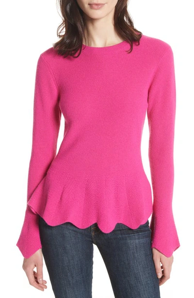 Ted Baker Bobbe Peplum Sweater In Bright Pink