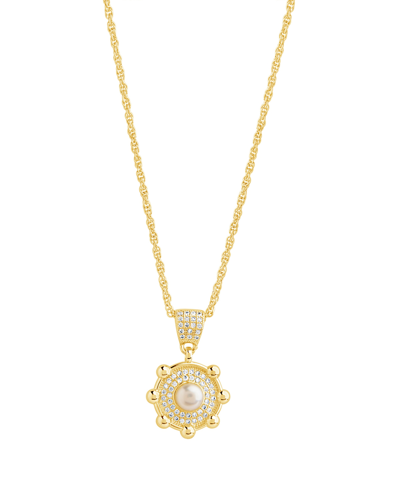Sterling Forever Cubic Zirconia Etta Pendant Necklace In Gold