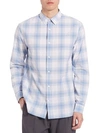 Vince Melrose Plaid Slim Fit Button Down Shirt In White Light Blue