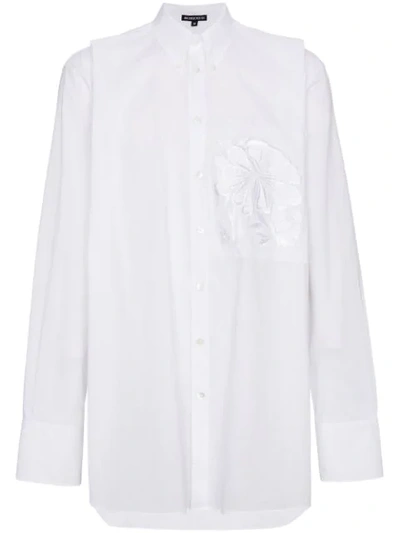 Ann Demeulemeester Oversized Floral Patch Shirt In White