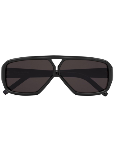 Saint Laurent Tinted Pilot-frame Sunglasses In Black