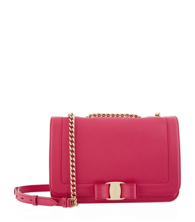 Ferragamo Medium Vara Bow Leather Shoulder Bag In Red