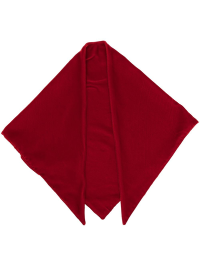 Emporio Armani Velvet Handkerchief Scarf In Red