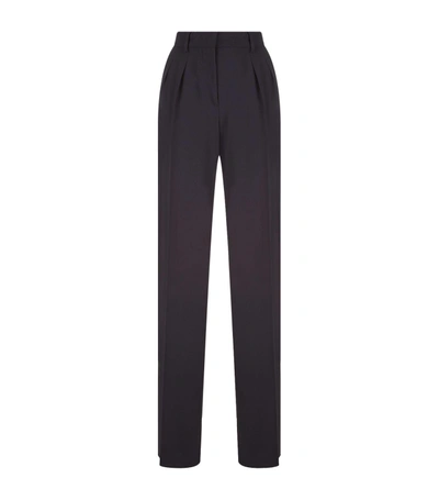 Max Mara Wide Leg Jacquard Trousers In Navy