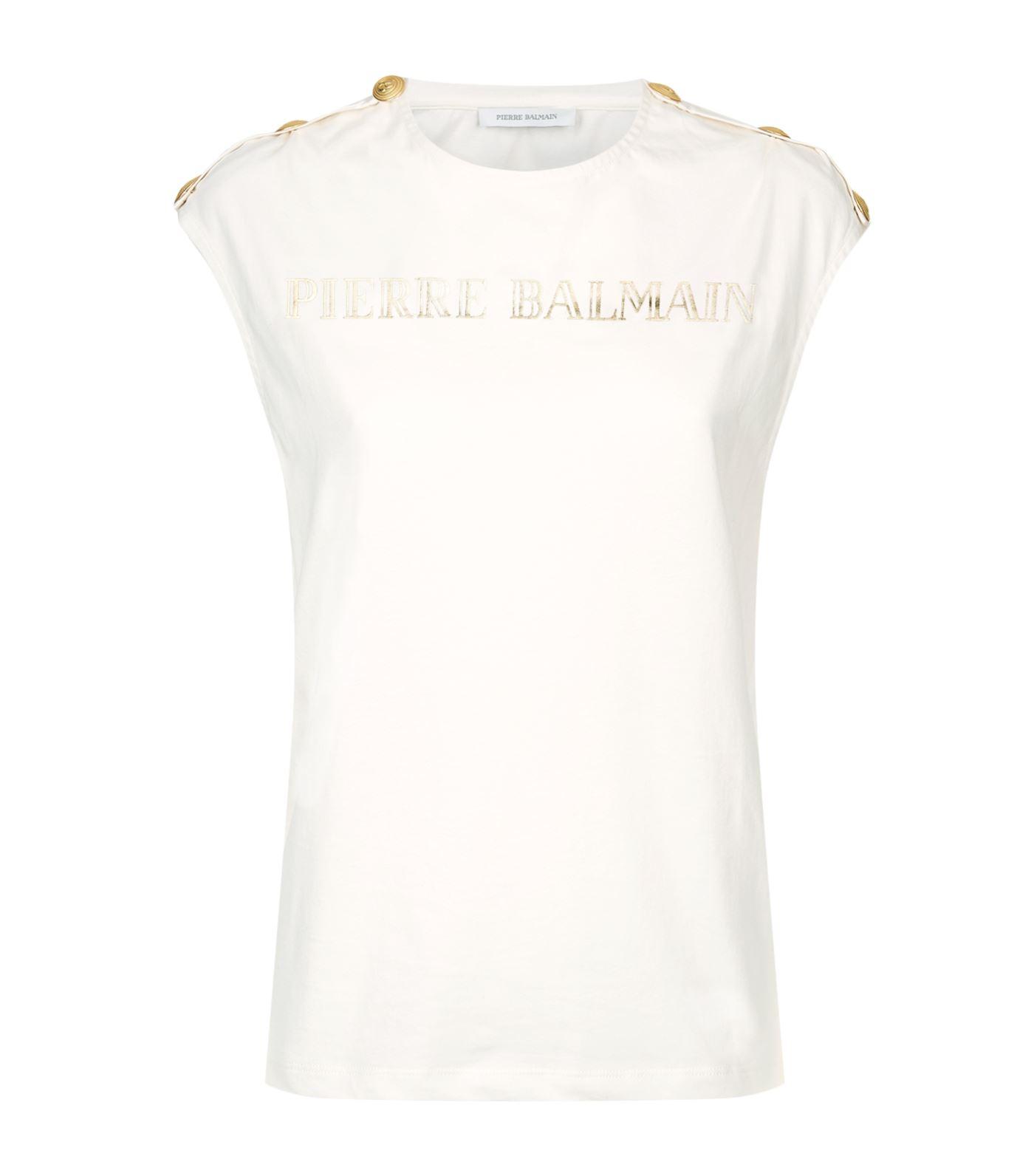 Pierre Balmain Buttoned Shoulder Logo Tank Top In White | ModeSens