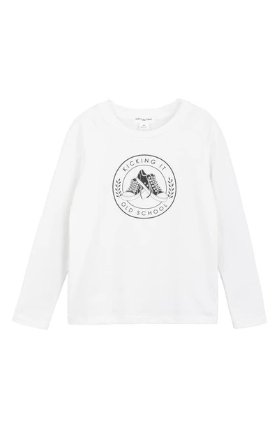 Miles Baby Kids' Long Sleeve Organic Cotton Graphic Tee In 101 Off White